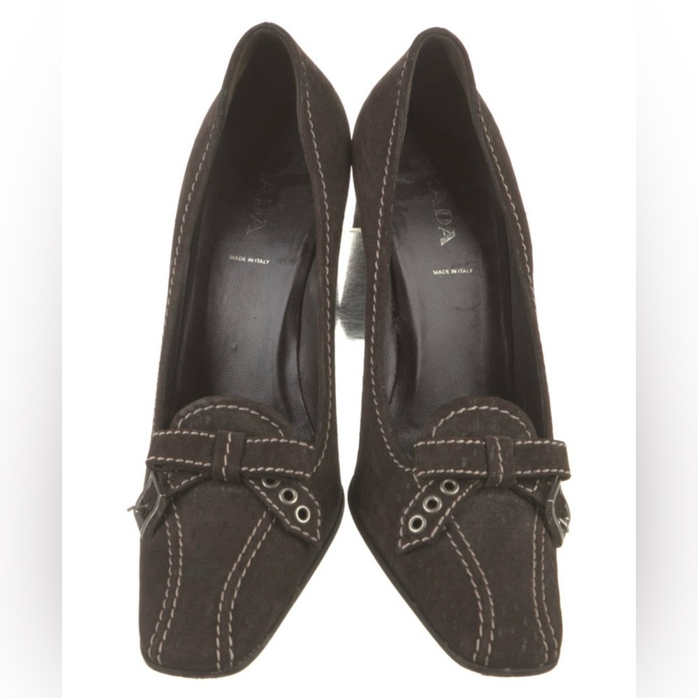 Prada Suede Bow Accents Pumps Size 8.5